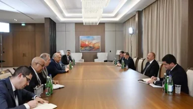 Photo of M. Attaf reçu à Bakou par le Président azerbaidjanais